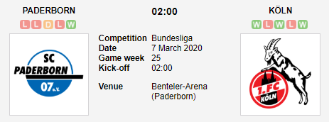 Prediksi Skor Paderborn vs Koln 7 Maret 2020