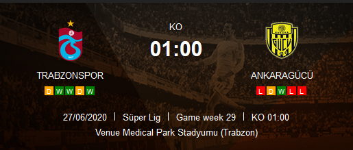 Prediksi Skor Trabzonspor vs Ankaragücü 28 Juni 2020