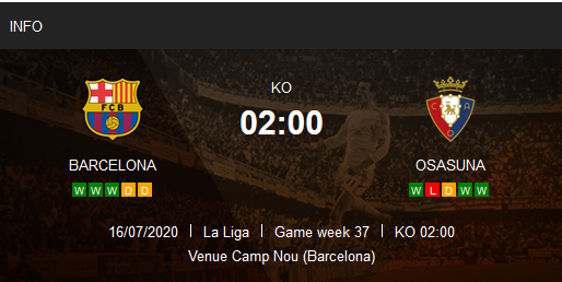 Prediksi Barcelona vs Osasuna 16 Juli 2020